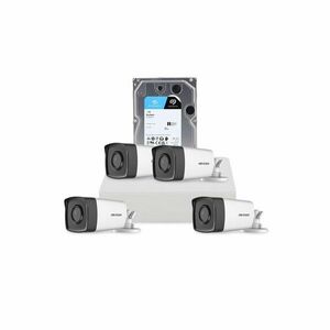 Sistem supraveghere exterior cu HDD 1 TB HikVision, 4 camere, 2 MP, IR 40 m, 2.8 mm imagine
