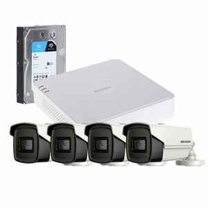 Sistem supraveghere exterior cu HDD 1TB HikVision, 4 camere, 5 MP, IR 60 m, 2.8 mm imagine