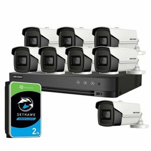 Sistem supraveghere exterior cu HDD 2TB HikVision, 8 camere, 5 MP, IR 60 m, 2.8 mm imagine