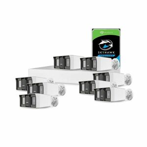 Sistem supraveghere exterior cu HDD 2 TB HikVision, 8 camere, 2 MP, IR/lumina alba 60 m, 2.8 mm, microfon imagine