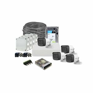 Sistem supraveghere exterior complet HikVision, 4 camere, 2 MP, IR 30 m, 2.8 mm, microfon, HDD 1 TB imagine