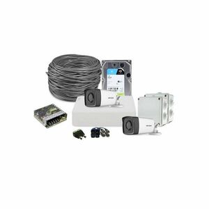 Sistem supraveghere exterior complet HikVision, 2 camere, 2 MP, IR 80 m, 3.6 mm, HDD 1 TB imagine