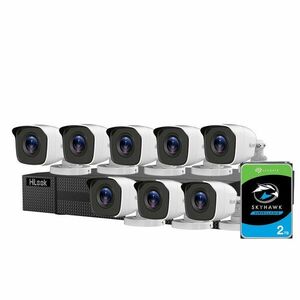 Sistem supraveghere exterior Hikvision HiLook KIT-HL-M-8C-C-0001, 5 MP, 2.8 mm, IR 20 m, HDD 2TB imagine