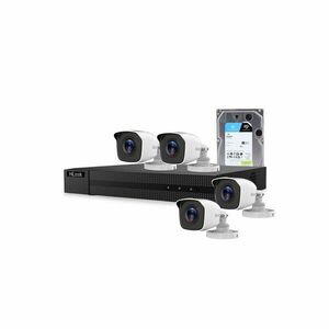 Sistem supraveghere exterior cu HDD 1 TB HikVision HiLook, 4 camere, 2 MP, 2.8 mm, IR 20 m imagine