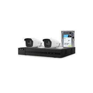 Sistem supraveghere exterior cu HDD 1 TB HikVision HiLook, 2 camere, 2 MP, 2.8 mm, IR EXIR 40 m imagine