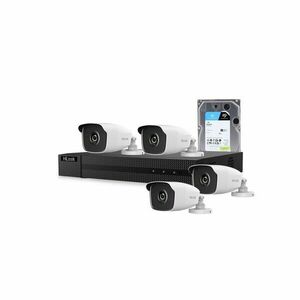 Sistem supraveghere exterior cu HDD 1 TB HikVision HiLook, 4 camere, 2 MP, 2.8 mm, IR EXIR 40 m imagine
