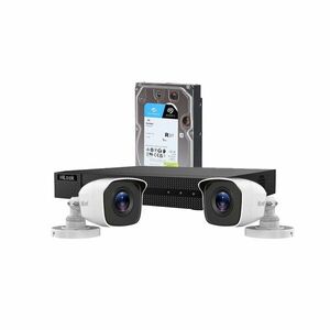 Sistem supraveghere exterior cu HDD 1 TB HikVision HiLook, 2 camere, 2 MP, IR 20 m, 2.8 mm imagine