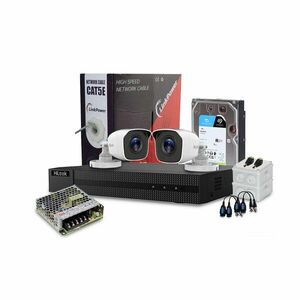 Sistem supraveghere exterior complet HikVision HiLook, 2 camere, 2 MP, IR 20 m, 2.8 mm, HDD 1 TB imagine