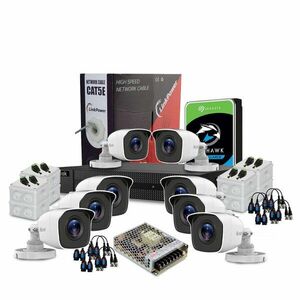 Sistem supraveghere exterior complet HikVision HiLook, 8 camere, 2 MP, IR 20 m, 2.8 mm, HDD 2 TB imagine
