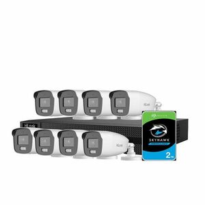 Sistem supraveghere exterior cu lumina duala Hikvision HiLook KIT-HL-M-8C-C-0004, 3K, 2.8 mm, IR/lumina alba 40 m, microfon, HDD 2TB imagine