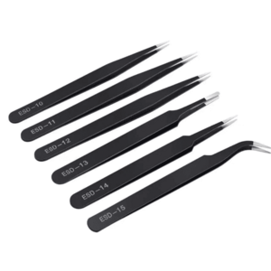 Set 6 pensete de precizie FAc otel inoxidabil antistatic Negru imagine
