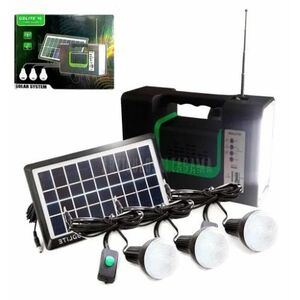 Kit solar GD-Lite 10 dotat cu dispozitive USB cu 3 becuri LED + Acumulator de mare capacitate + RADIO XL imagine