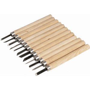 Set 12 mini dalti sculptura lemn lut și ceară cu maner de lemn imagine