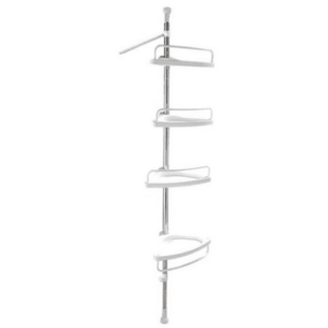 Etajera colt pentru baie si dus, 4 rafturi montare pe colt / Etajera telescopica 100-260 cm imagine