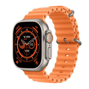 Ceas inteligent SmartWatch 8 Ultra Plus cu incarcare wireless curea portocalie imagine