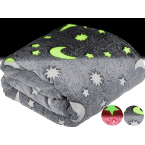Patura pufoasa fosforescenta stelute GLOW IN THE DARK imagine