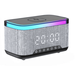 Boxa portabila 4 in 1 cu 12 moduri de iluminare MD S300 Bluetooth Ceas Incarcator Wireless imagine