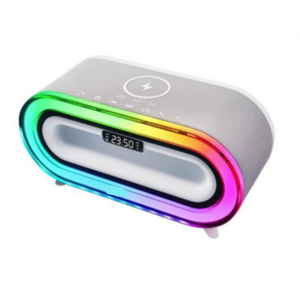 Boxa portabila MD S306 cu incarcare wireless LED RGB ceas si alarma imagine