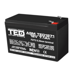 Acumulator 12V Stationar Dimensiuni 151 x 65 x 95 mm Baterie 12V 7.1Ah TED Electric imagine