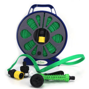 Set pentru stropit furtun textil flexibil 15m cu tambur pistol de pulverizat 7 in 1 imagine
