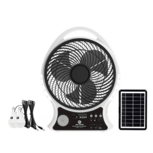 Ventilator Q F620 cu incarcare solara AC DC 18W 35cm 2 becuri led powerbank bluetooth radio FM USB imagine