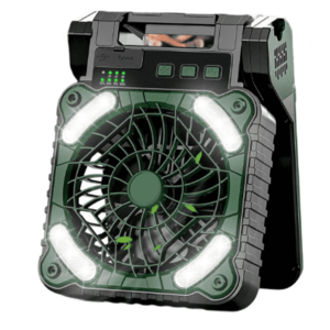 Ventilator de camping cu baterie de 10400Mah solar pentru exterior cu lumina led cu 4 viteze imagine