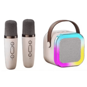 Boxa Karaoke Portabilă K12 cu 2 Microfoane Wireless LED RGB Radio FM imagine
