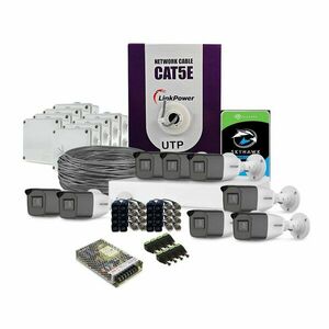 Sistem supraveghere exterior complet HikVision, 8 camere, 2 MP, 2.8 mm, IR/lumina alba 40 m, microfon, HDD 2 TB imagine