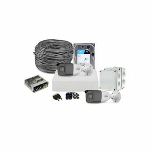 Sistem supraveghere exterior complet HikVision, 2 camere, 2 MP, IR 40 m, 2.7 - 13.5 mm, zoom manual, HDD 1 TB imagine