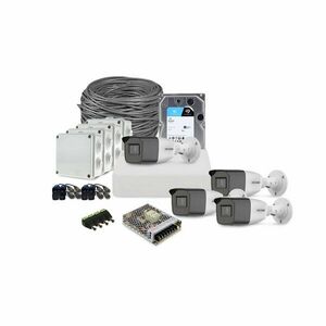 Sistem supraveghere exterior complet HikVision, 4 camere, 2 MP, IR 40 m, 2.7 - 13.5 mm, zoom manual, HDD 1 TB imagine