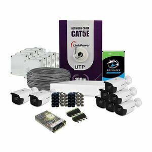 Sistem supraveghere exterior complet HikVision, 8 camere, 2 MP, IR 80 m, 3.6 mm, HDD 2 TB imagine