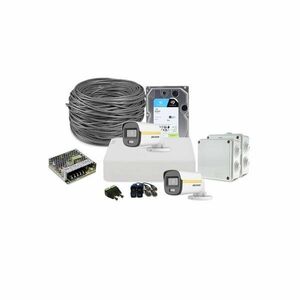 Sistem supraveghere exterior complet HikVision, 2 camere, 2 MP, 2.8 mm, IR/Lumina alba 30/20 m, PoC, microfon, HDD 1 TB imagine