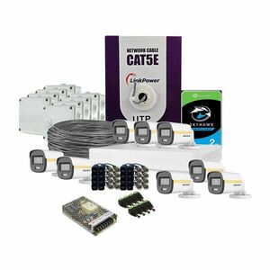 Sistem supraveghere exterior complet HikVision, 8 camere, 2 MP, 2.8 mm, IR/Lumina alba 30/20 m, PoC, microfon, HDD 2 TB imagine