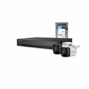 Sistem supraveghere exterior cu HDD 1 TB HikVision, 2 camere, 8 MP, IR 30 m, 2.8 mm imagine