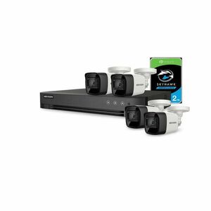 Sistem supraveghere exterior cu HDD 2 TB HikVision, 4 camere, 8 MP, IR 30 m, 2.8 mm imagine