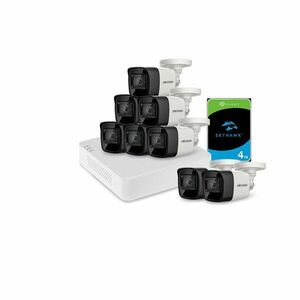 Sistem supraveghere exterior cu HDD 4 TB HikVision, 8 camere, 8 MP, IR 30 m, 2.8 mm imagine