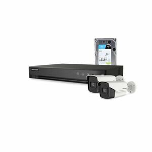 Sistem supraveghere exterior cu HDD 1 TB HikVision, 2 camere, 8 MP, IR 60 m, 2.8 mm imagine