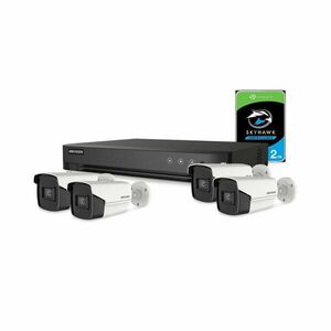 Sistem supraveghere exterior cu HDD 2 TB HikVision, 4 camere, 8 MP, IR 60 m, 2.8 mm imagine