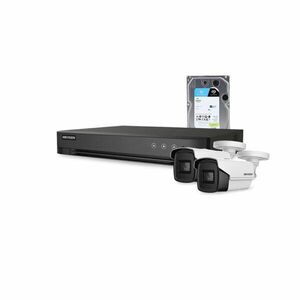 Sistem supraveghere exterior cu HDD 1 TB HikVision, 2 camere, 8 MP, IR 80 m, 3.6 mm imagine