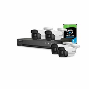 Sistem supraveghere exterior cu HDD 2 TB HikVision, 4 camere, 8 MP, IR 80 m, 3.6 mm imagine