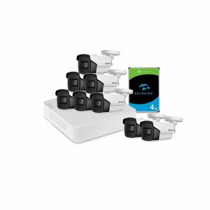 Sistem supraveghere exterior cu HDD 4 TB HikVision, 8 camere, 8 MP, IR 80 m, 3.6 mm imagine