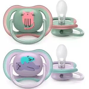 Set 2 suzete Philips Avent Ultra Air SCF085/18, ortodontice, 6-18 luni, Verde/Mov imagine
