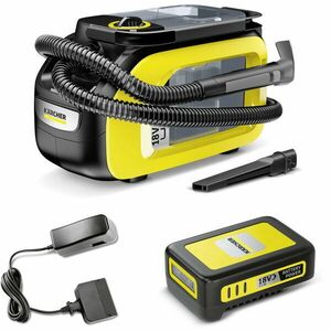 Aspirator cu spalare Karcher SE 3-18 Compact Batteryset, 1.081-502.0, baterie de 18 V inclusa, rezervor apa curata /reciclata 1, 9 / 1, 2, furtun 2 in 1 si functie de spalare, Galben/Negru imagine