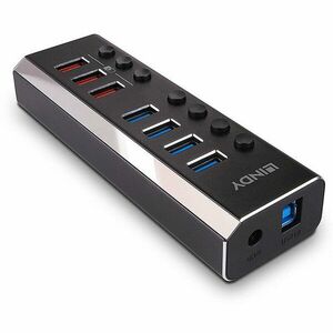 Hub USB LINDY 43371, 4 porturi USB 3.0 + 3 porturi USB Quick Charge 3.0 imagine