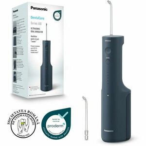 Irigator bucal Panasonic Ultrasonic EW-DJ66-A303, aprox. 647kPa presiune apa, 5 trepte de reglare presiune, portabil, 2duze Ultrasonice incluse, Capacitate rezervor 200 ml, Albastru imagine