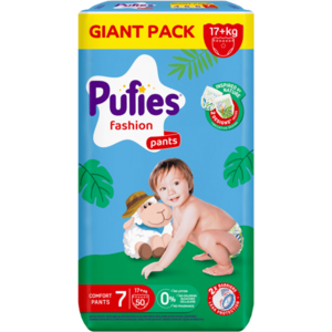 Scutece chilotel Pufies Fashion, marimea 7 Extra Large Plus, 50 bucati, 17+ kg, pachet Giant imagine