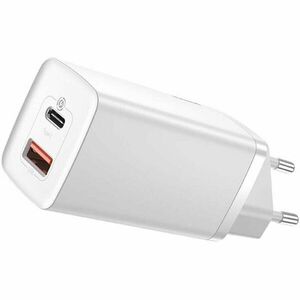 Incarcator retea Baseus GaN2 Lite, Quick Charge 65W, 1 x USB 5V/3A, 1 x USB Type-C 5V/3A, alb imagine