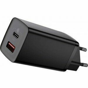 Incarcator retea Baseus GaN2 Lite, Quick Charge 65W, 1 x USB 5V/3A, 1 x USB Type-C 5V/3A, negru imagine