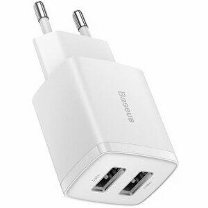 Incarcator retea Baseus Compact, 10.5W, 2 x USB 5V/2.1A, alb imagine