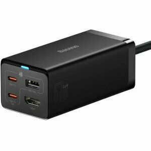 Incarcator retea Baseus GaN5 Pro Powerstrip, QC 67W, 2xUSB Type-C Output 5V/3A, 1xUSB, 1xHDMI, include Cablu USB Type-C la USB Type-C 100W, 1m, negru imagine